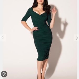Monica wiggle dress in forest green